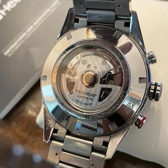 TagHeuer Mens Watch Automatic Chronograph Calibre 16 Stainless Steel NWOT - Picture 7 of 7